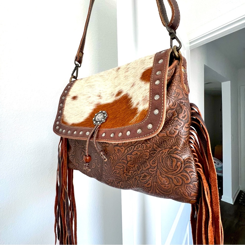 Cowhide crossbody purse